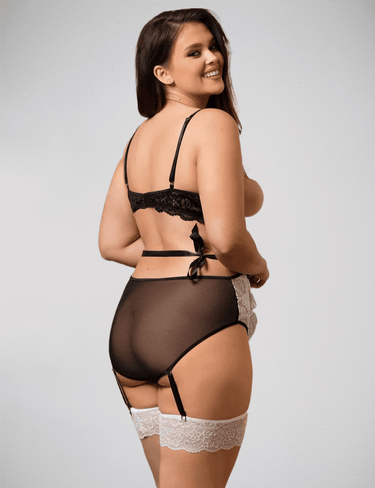 White Lace Maid Body with Cut-out Cups & Stocking Straps